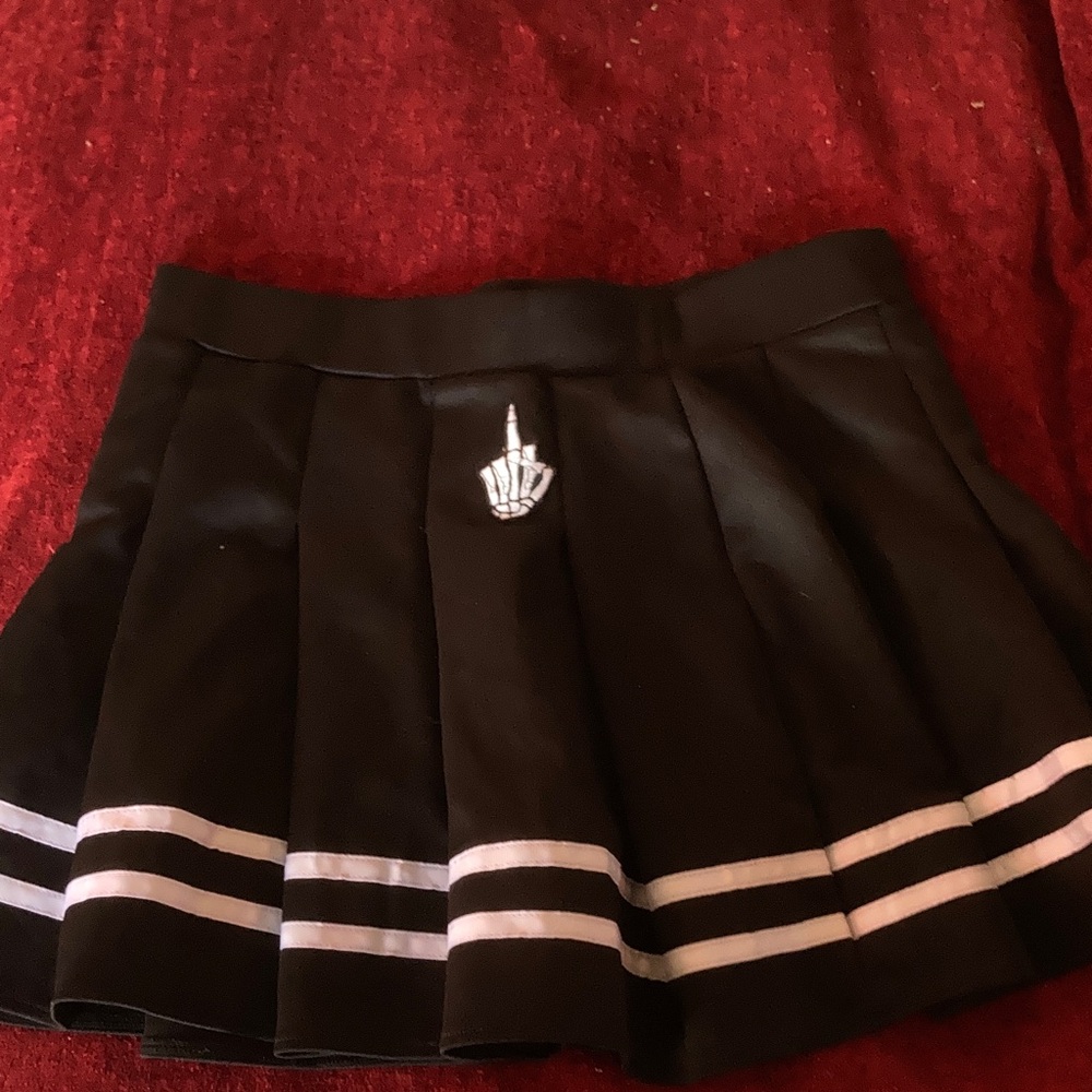 Spencer's Black Mini Skirt with White Stripes